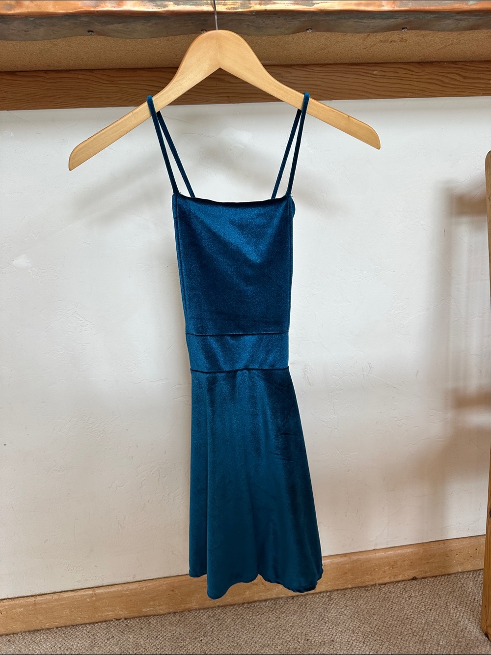 Flowers by Zoe Teal Satin Mini Dress with Double Straps